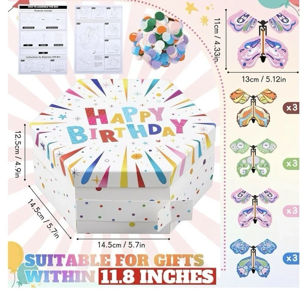 Flying Birthday Butterfly Surprise Gift Box Gift Box with 12Pcs Flying Butterfly